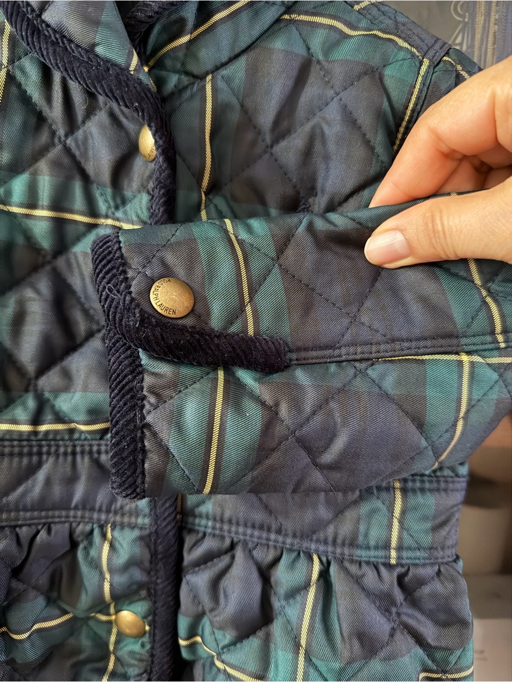 Ralph Lauren Quilted Plaid Infant Jacket - Green/Blue Size 12 Months - Picture 6 of 12